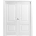 Sartodoors Sliding French Double Pocket Doors 84 x 84in, Lucia 8831 White Silk, Kit Trims Rail Hardware LUCIA8831DP-WS-8484